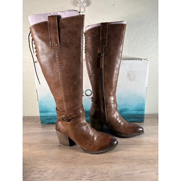 Roan by Bed Stu Men Roan by BedStu Farmhouse‎ Rags Brown Leather Knee High Boots Size 6 EU 36 New